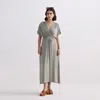 Reistor Women's Green Flowy A-line Maxi Dress With Side Slits In Light Olive In Light Olvie