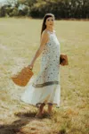 Reistor Flowy Maxi Dress In Black Florals In White