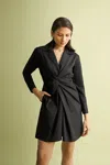 Reistor Front Twist Black Dress In Grey