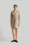 Reistor Front Twist Dress In Ecru In Beige