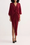 Reistor Front Twist Kaftan Dress In Burgundy