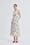 Reistor Front Twist Maxi Dress In Black Florals In White