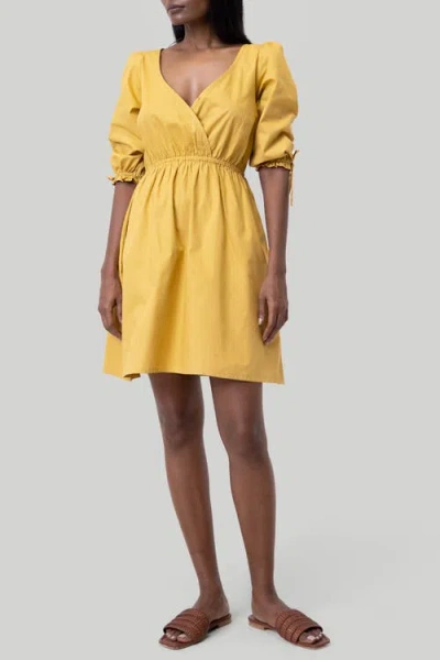 Reistor Gathered Elbow Sleeve Short Dress