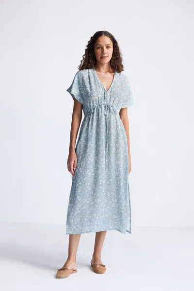 Reistor Gathered Maxi Dress In Light Blue Florals