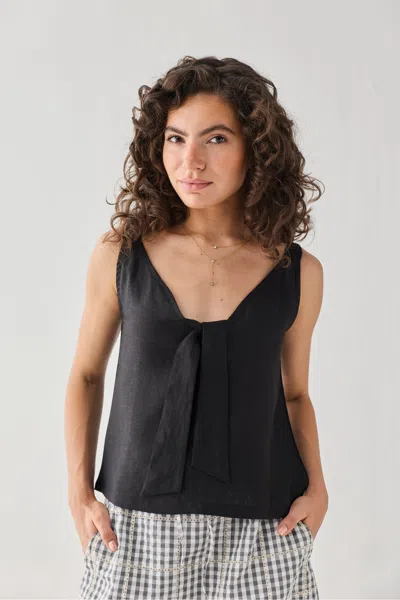 Reistor Hemp Front Tie Cami Top In Black