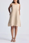 Reistor Hemp Short Dress With Back Embroidered Lace Detail In Neutral