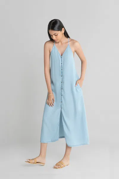 Reistor In The Mood For Love Denim Midi Dress In Blue