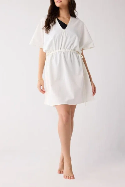 Reistor Kaftan-style Beach Cover-up With Side Ties In Neutral