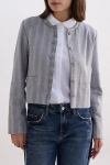 Reistor Lady Jacket In Grey Cotton Tweed In Steel Breeze