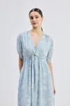Reistor Maxi Gathered Dress In Blue