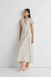 Reistor Maxi Wrap Dress In Blue Florals In Beige