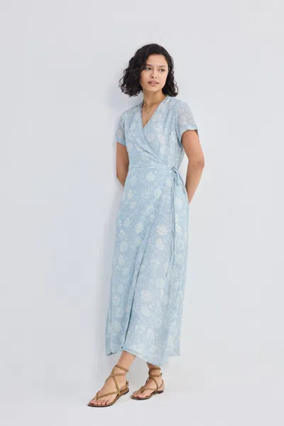 Reistor Maxi Wrap Dress In Florals In Blue