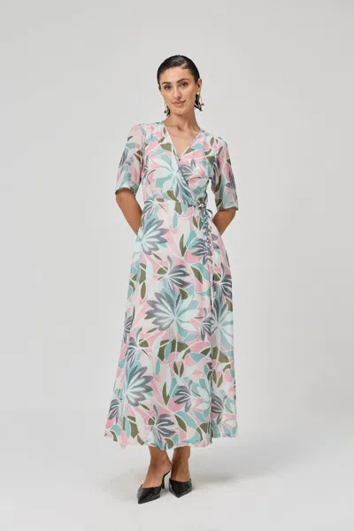 Reistor Maxi Wrap Dress In Multi Florals
