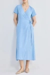 Reistor Maxi Wrap Dress In Ocean Blue