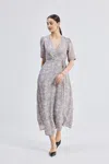 Reistor Maxi Wrap Floral Dress In Vintage Vines In Purple
