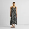 Reistor Midi Slip Dress In Floral Monochrome Magic