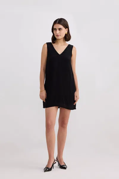 Reistor Midnight Muse V-neck Short Dress In Black