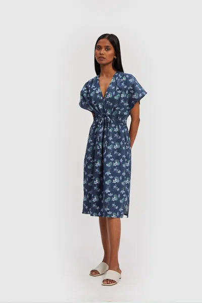 Reistor Midnight Oversized Gathered Dress In Blue