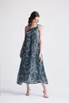 Reistor One Shoulder Midi Dress In Blue