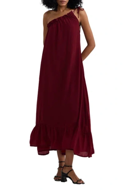 Reistor One-shoulder Midi Dress In Burgundy