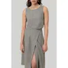 Reistor Overlap Midi Skirt In Dark Green