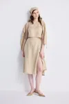 Reistor Overlap Midi Skirt In Neutral Beige In Multi