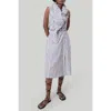 Reistor Overlap Midi Skirt In Striped Linen