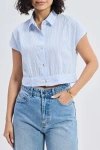Reistor Oversized Crop Shirt In Classic Stripes In Blue