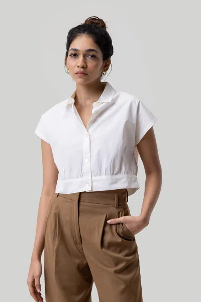 REISTOR OVERSIZED CROP SHIRT IN OFF-WHITE