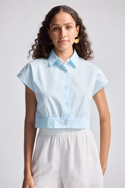 Reistor Oversized Crop Shirt In Summer Blue