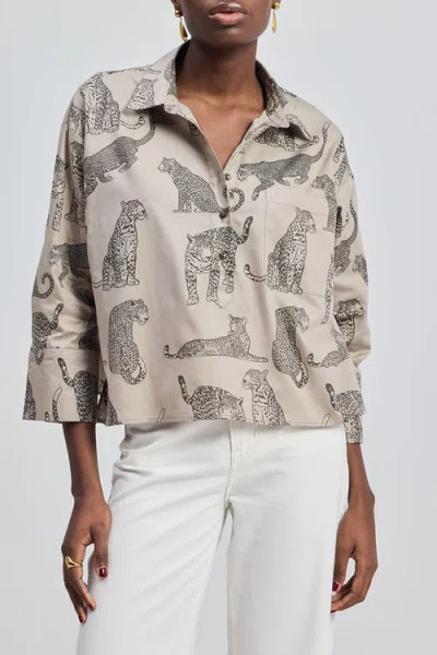 Reistor Oversized Cropped Button-down Shirt In Gray