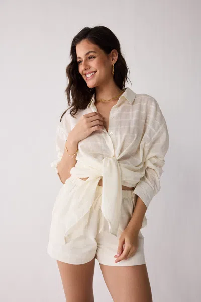 Reistor Oversized Shirt & Shorts Set In Off-white Textured Cotton In Neutral