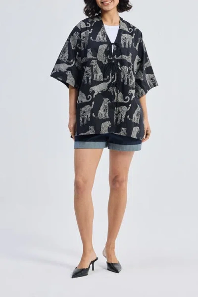 Reistor Oversized Shirt With Front Ties In Black