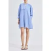 Reistor Oversized Tunic Dress With Cuffed Sleeves In Blue