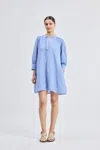 Reistor Oversized Tunic Dress With Cuffed Sleeves In Blue