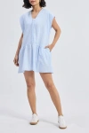 Reistor Oversized V-neck Short Dress With Concealed Placket