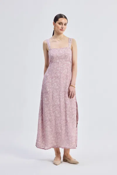 REISTOR PERFECT FLORAL MAXI WITH TAPERED STRAPS IN PINK