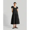 Reistor Puff Sleeve Tiered Maxi Dress In Black