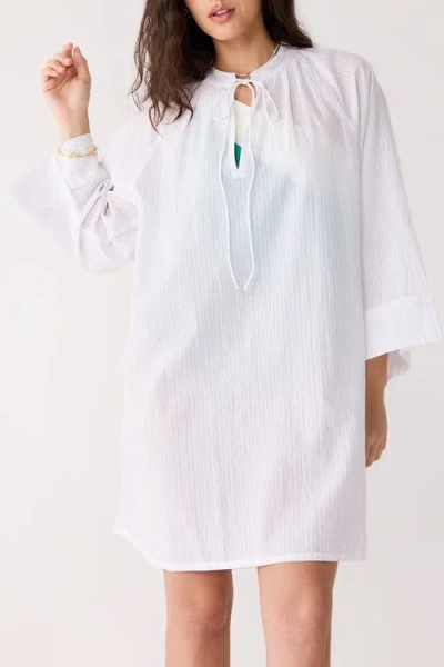 Reistor Relaxed-fit Beach Cover-up With Front Tie Detail In White