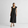 Reistor Ruched Dress With Front Slit In Black