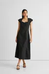 Reistor Ruched Dress With Front Slit In Black