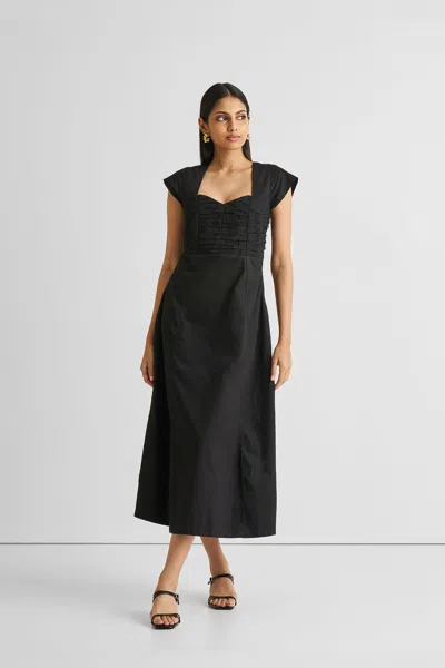 REISTOR RUCHED DRESS WITH FRONT SLIT IN BLACK