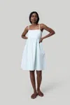 Reistor Women's Blue Ruched Strappy Mint Mini Cotton Dress In Multi