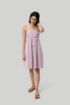 Reistor Women's Pink / Purple Ruched Strappy Pink Mini Cotton Dress In Multi