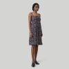 Reistor Ruched Strappy Mini Dress In Black Florals