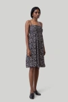 Reistor Women's Ruched Strappy Mini Black Crepe Dress In Monochrome Medley