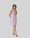 Reistor Women's Pink / Purple Ruched Strappy Pink Mini Cotton Dress In Pink