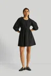 Reistor Shirt Dress With Balloon Sleeves In Black In Black