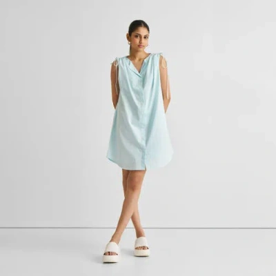 Reistor Shirt Dress With Shoulder Tie Details In Summer Blue