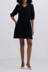 Reistor Short Black Dress With A Waist-tie In Black